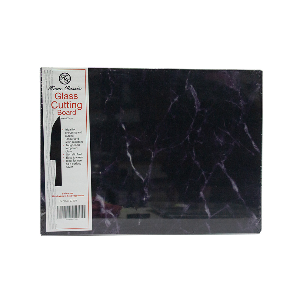 Cutting Board Glass Black Marble 30x40cm
