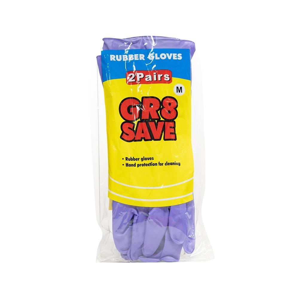 Gloves Rubber Med 2pk
