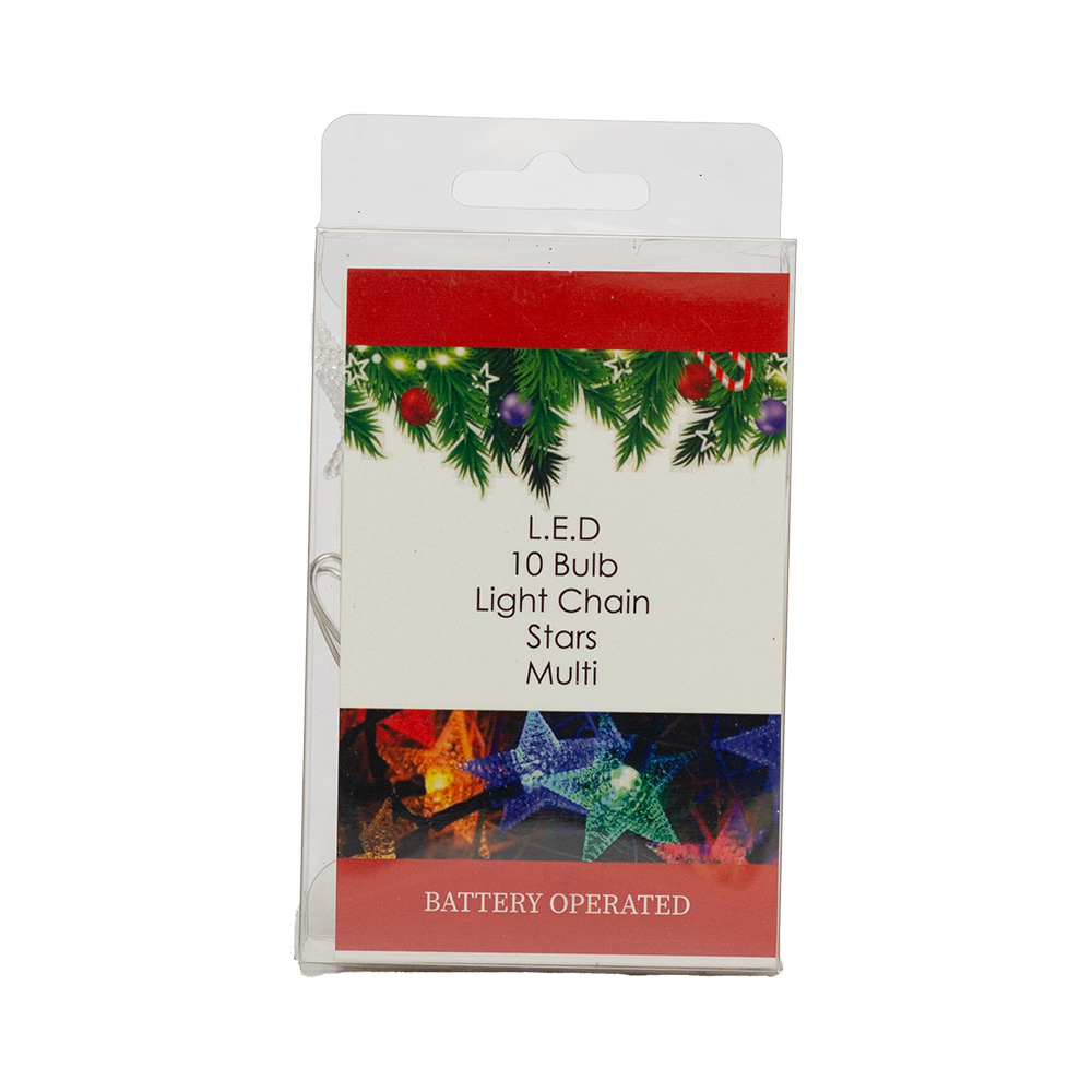 Xmas Lights B/O 10 Led Multi Colour Star